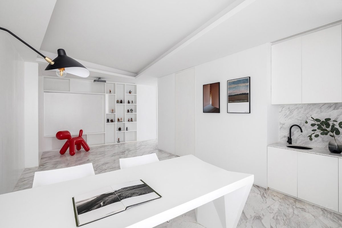 書房辦公室裝修設(shè)計(jì)茶水間設(shè)計(jì)墻柜白色效果圖