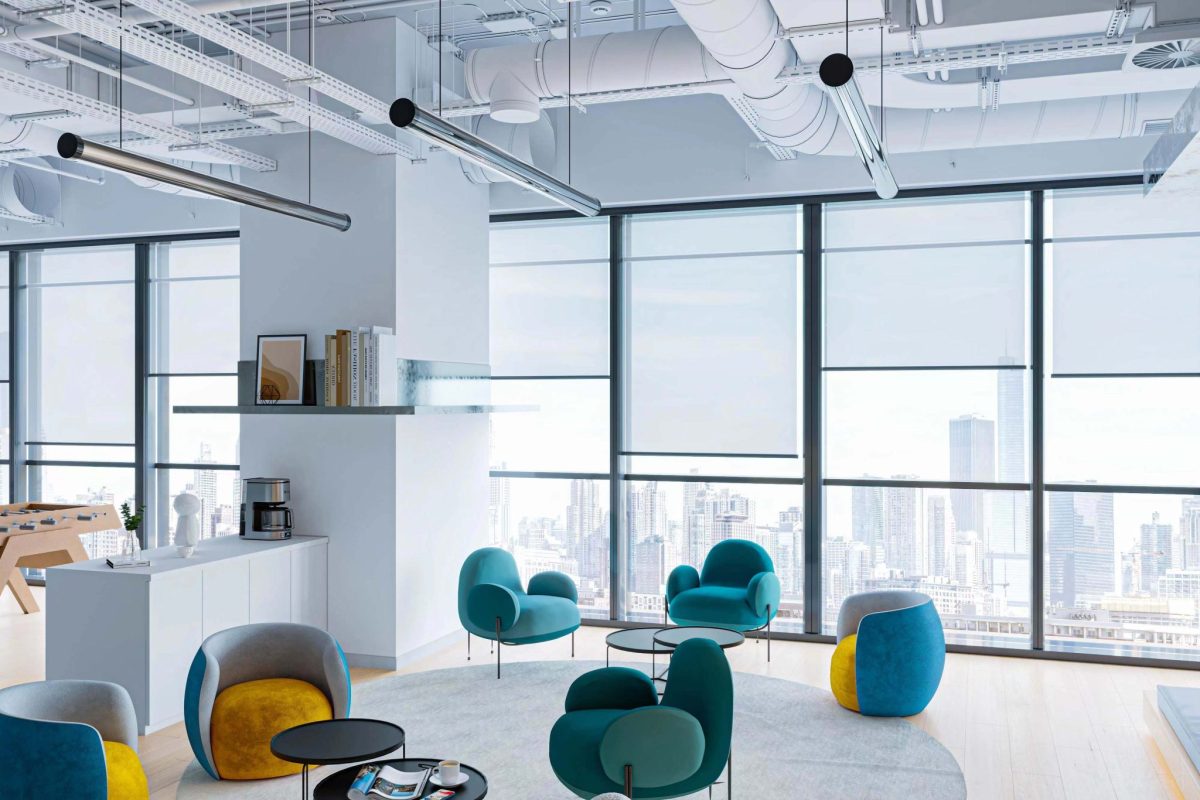 休閑區藍色的單人布藝沙發